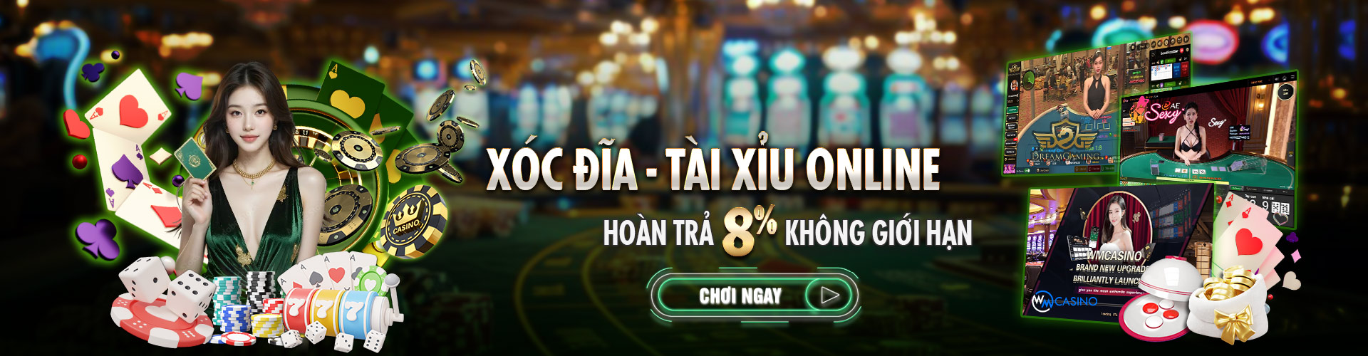 Hình ảnh quảng cáo của d8win hiển thị nền tảng và các lợi ích